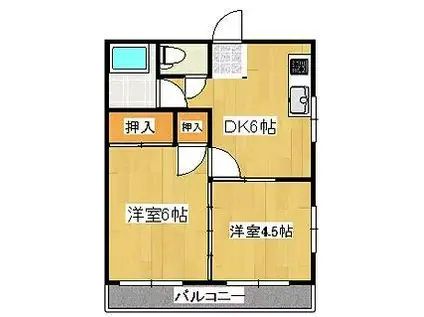 メゾン瓦町(2DK/2階)の間取り写真
