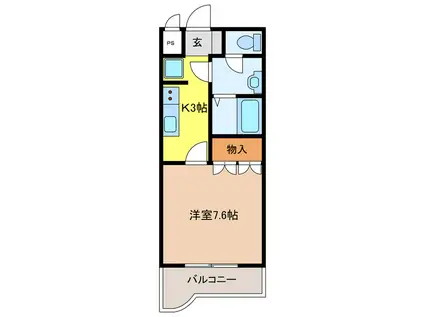 パルティール(1K/2階)の間取り写真