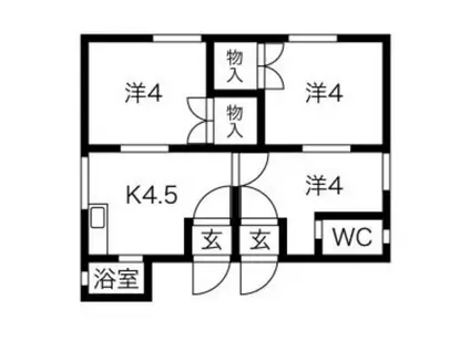第1宇野マンションA・B(3DK/1階)の間取り写真