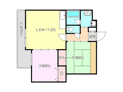 ウノ・ディアマンテ(2LDK/1階)の間取り写真