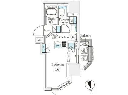 浅草田原町レジデンス(1K/8階)の間取り写真