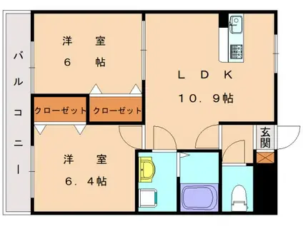 コリーナ・ベルデII(2LDK/2階)の間取り写真