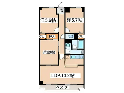 プレエステート長田(3LDK/1階)の間取り写真