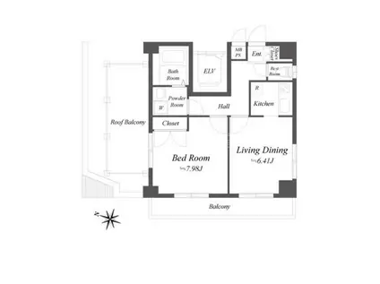 ニューシティアパートメンツ久が原(1DK/7階)の間取り写真