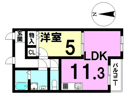 ルージュ(1LDK/3階)の間取り写真