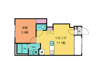 グランディールヒルズ(1LDK/1階)の間取り写真