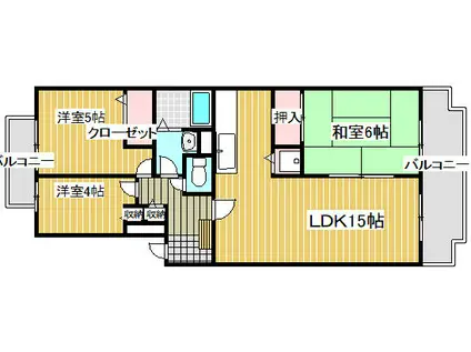 ESレジデンス(3LDK/2階)の間取り写真