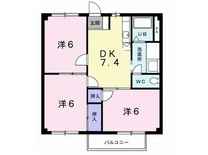 エルガーデン(3DK/2階)の間取り写真