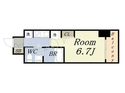 エステムコート阿波座プレミアム(1K/10階)の間取り写真
