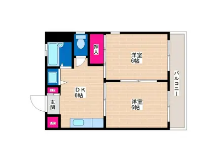 太平パシフィック平野第19ビル(2DK/3階)の間取り写真