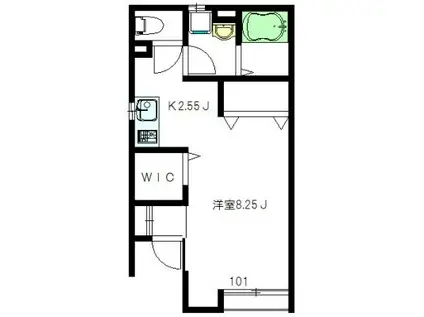 THREE THREAD(ワンルーム/1階)の間取り写真