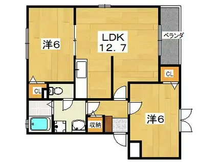 ブランメゾンN(2LDK/3階)の間取り写真