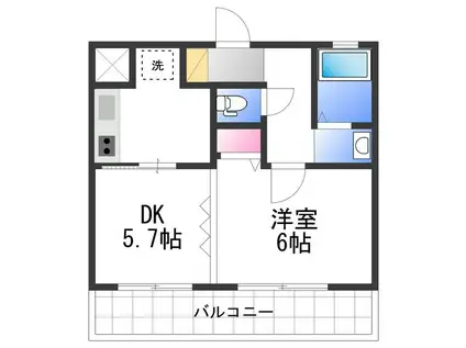 GRECALE松之浜(1DK/1階)の間取り写真