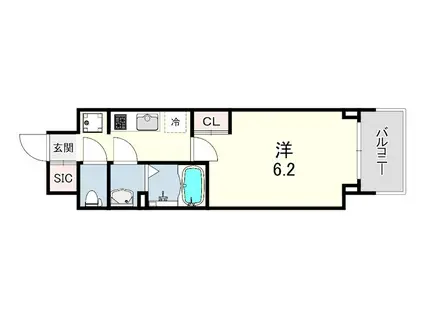 GENOVIA神戸湊川公園(1K/9階)の間取り写真