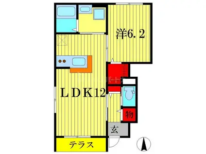 アチーブ(1LDK/1階)の間取り写真