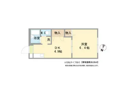 コーポつくし(1DK/2階)の間取り写真