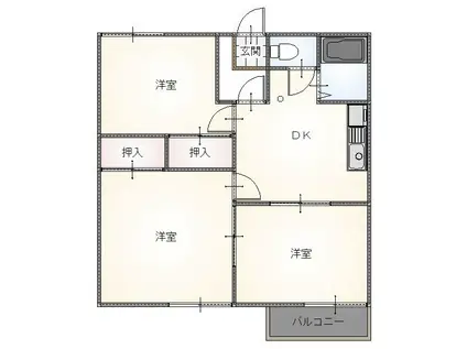 リバティー(3DK/2階)の間取り写真