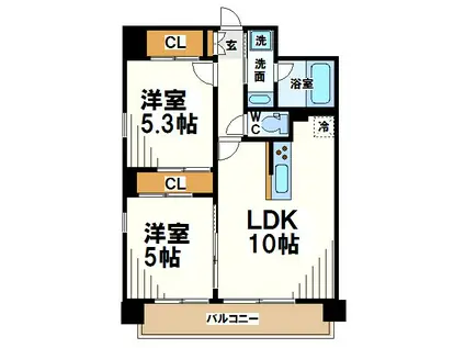 デュアリア(2LDK/5階)の間取り写真