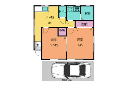 ラ・フロール(2DK/1階)の間取り写真