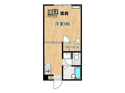 道場ハイツ D棟(1K/1階)の間取り写真