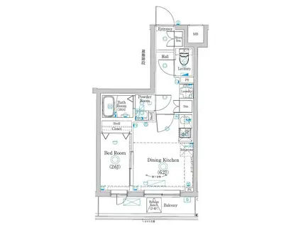ラフィスタ品川戸越(1DK/4階)の間取り写真