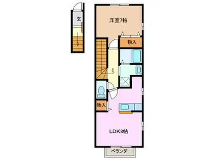 グリーンタウン弐番館(1LDK/2階)の間取り写真