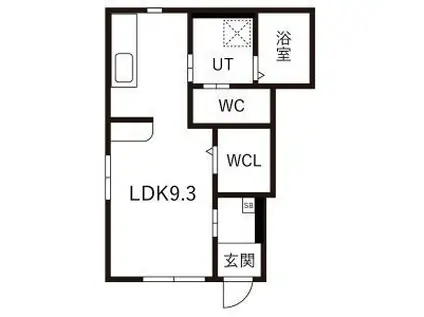 オリエンスB(ワンルーム/1階)の間取り写真