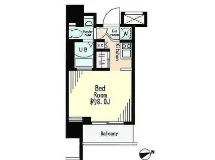 レジディア市谷薬王寺(ワンルーム/9階)の間取り写真