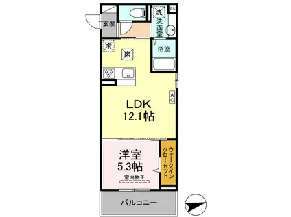 メゾングランレーヴ A棟(1LDK/1階)の間取り写真