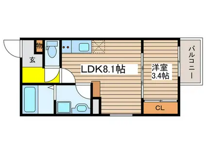 モンヴィーニュ熱田神宮(1LDK/2階)の間取り写真