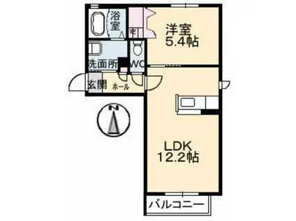 リッセ小幸田 A棟(1LDK/1階)の間取り写真