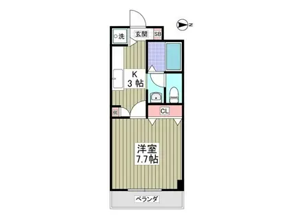 KURADO片柳(1K/2階)の間取り写真