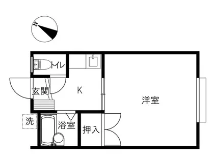 ヴィフォーレ若松(1K/2階)の間取り写真