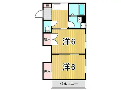 チェリーパレス(2DK/4階)の間取り写真