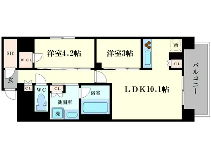 リンクハウス難波元町(2LDK/5階)の間取り写真