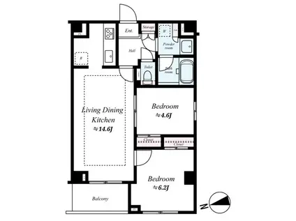 フュージョナル王子RICOTT(2LDK/6階)の間取り写真