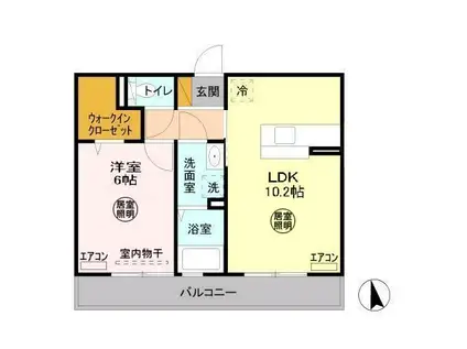 メゾンあい(1LDK/2階)の間取り写真