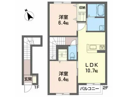 シャーメゾンクローバー(2LDK/2階)の間取り写真