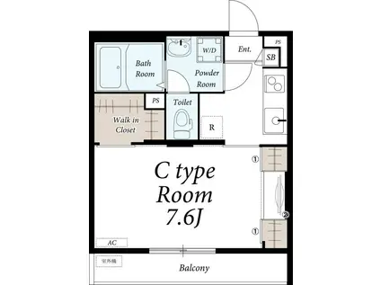 リブリグランコンフォート(1K/1階)の間取り写真