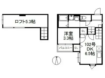 S1ママリナ通(1DK/1階)の間取り写真