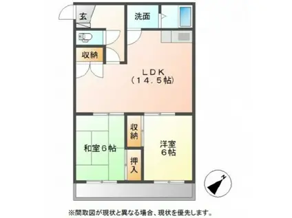 コーポ中仙道(3DK/2階)の間取り写真