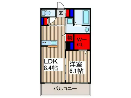 シュガーヒル(1LDK/2階)の間取り写真