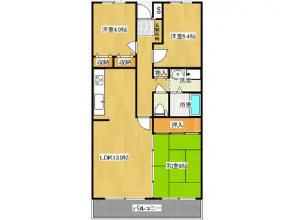 エスティ西大津 3LDK(3LDK/2階)の間取り写真