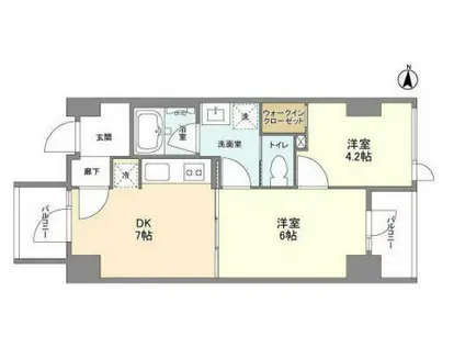 ドゥーエ錦糸町 旧シーズンフラッツ錦糸町パークサイド(2DK/8階)の間取り写真