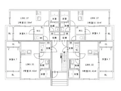三番木木福大前(1LDK/2階)の間取り写真