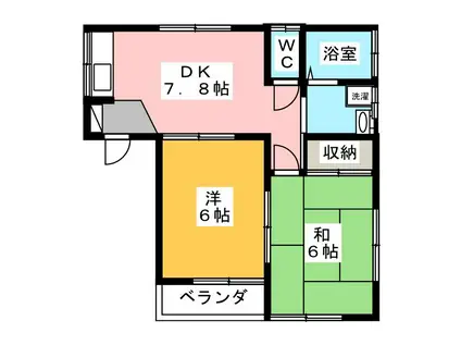 サンハイム中町(2DK/2階)の間取り写真