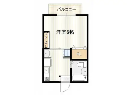 ＪＲ山陽本線 前空駅 徒歩19分 2階建 築36年(1K/2階)の間取り写真