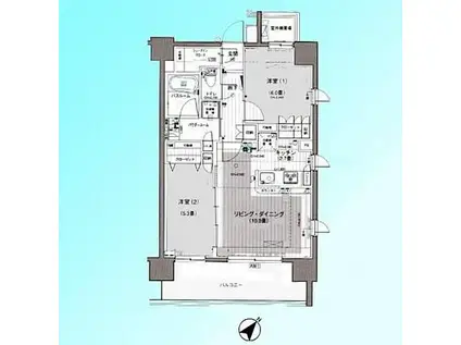 パレステージ川口並木(2LDK/9階)の間取り写真