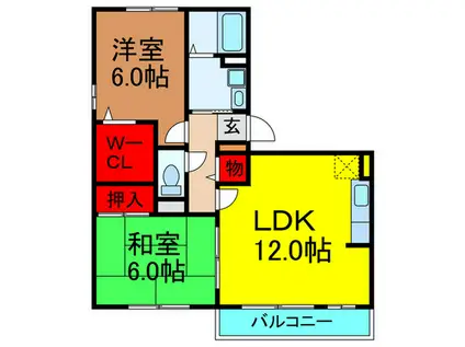 BELL DE CASA枚方公園I番館(2LDK/3階)の間取り写真