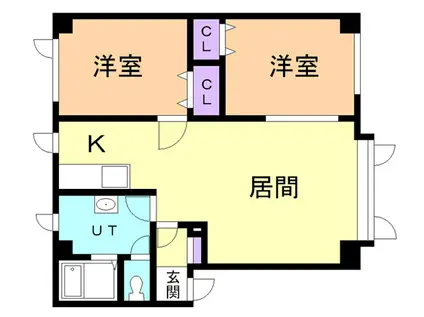 グランデールII(2LDK/1階)の間取り写真